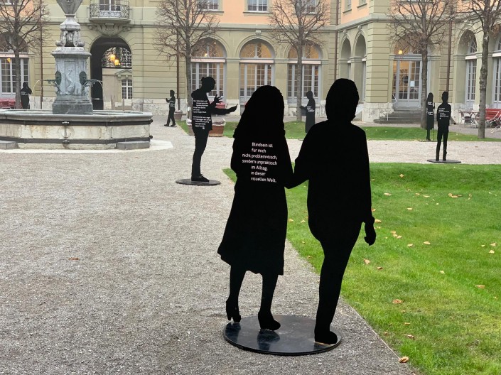 Das Foto zeigt die Silhouetten im Berner GenerationHaus 
